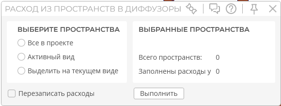 Окно команды Перенос расходов